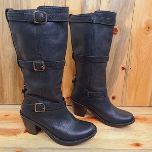 Frye Carmen Black Leather Three-Strap Boot Size 7